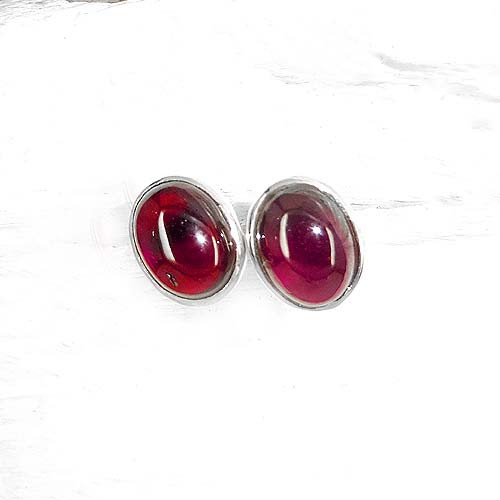 Granat - Ohrstecker Oval